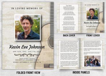 Memorial Card Guitar Theme