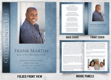 Memorial Card Gray & Blue Theme