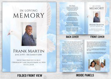 Memorial Card Sky & Pigeon Theme