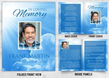 Memorial Card Light Blue Sky Theme