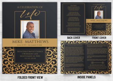 Memorial Card Gold Patterns Theme