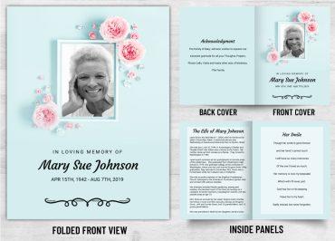 Memorial Card Pink Rose Theme