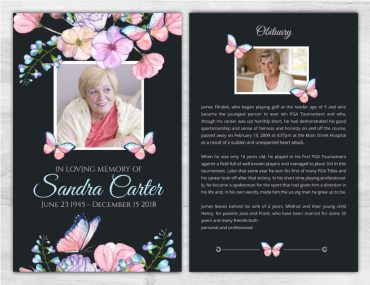 Custom Butterfly Memorial Service Program