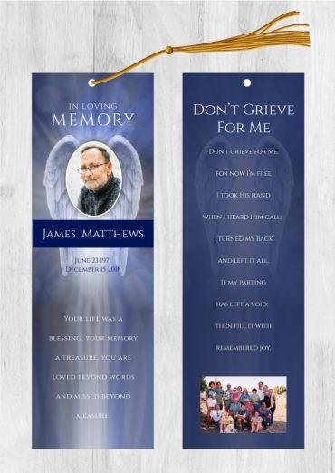 Funeral Bookmark Printing Wings