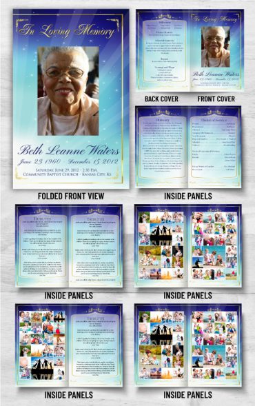 Teal Blue Funeral Program