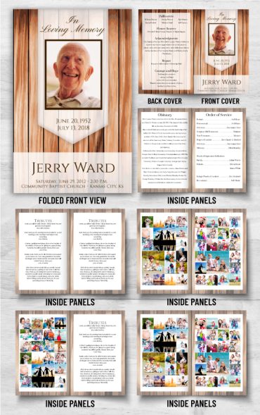 Wood Planks Funeral Program