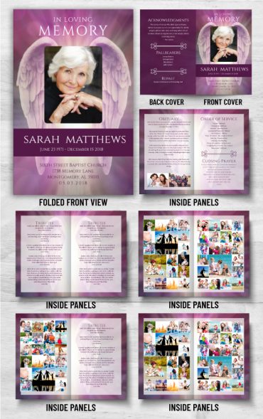 Purple Angel Wings Funeral Program