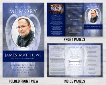 Trifold Angel Wings Funeral Program