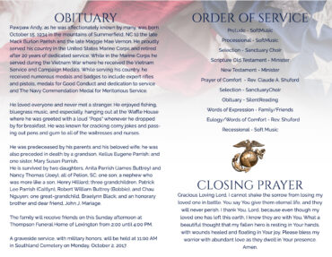 Marines Funeral Program