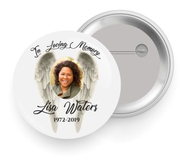 Memorial Button Pin Angel Wings