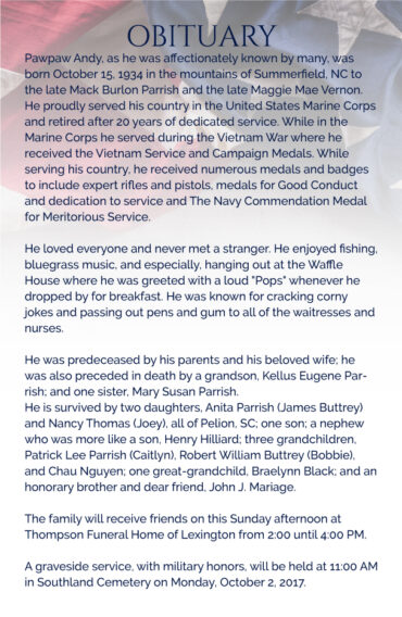 Marine Funeral Program