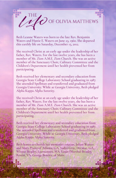Purple Heart Tree Funeral Program