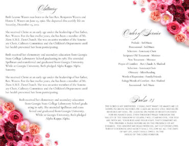 Red Pink Roses Funeral Program