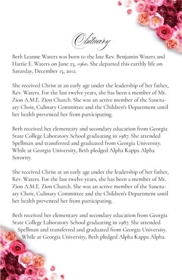 Red Roses Funeral Program
