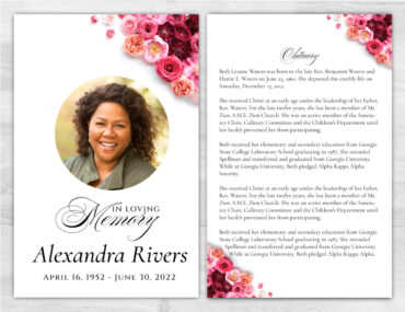 Red Roses Funeral Program