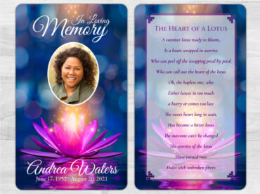 Lotus Flower Prayer Memorial Card