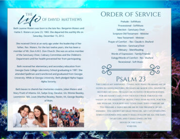 Ocean Life Funeral Program