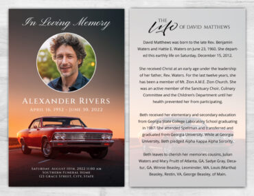 Muscle Car Funeral Program