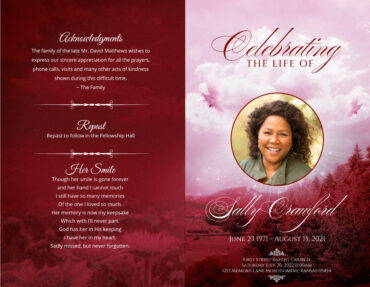 Red Tree Dove Funeral Program