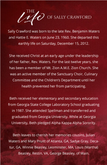 Red Tree Dove Funeral Program