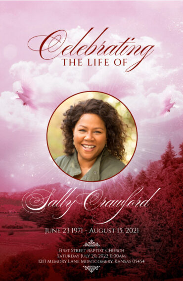 Red Tree Dove Funeral Program