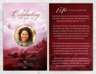 Red Tree Dove Funeral Program