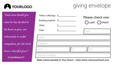 Tithe & Offering Envelopes church printing services