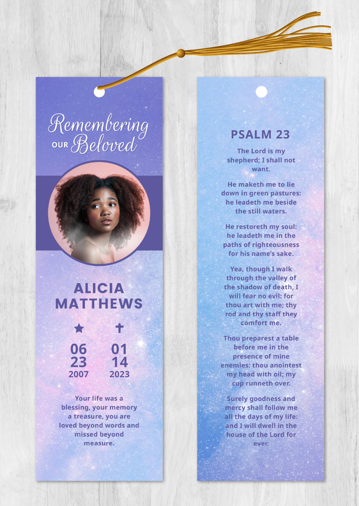 Modern Funeral Bookmark Printing