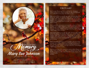 Red Cardinal Funeral Memorial Program