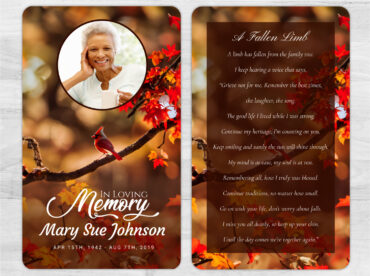 Red Cardinal Funeral Memorial Prayer Card