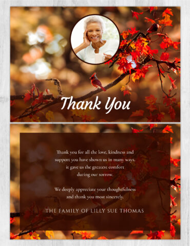 Red Cardinal Funeral Memorial Thank You Card