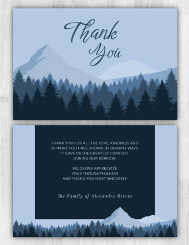 Mountain Funeral Memorial Thank You Card