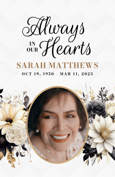 Memorial Pamphlet Black and Gold Floral