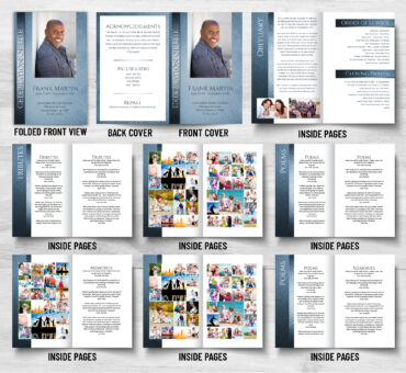 Blue Bar Textured Funeral Program