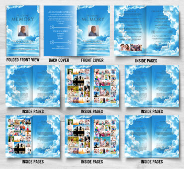 Steps to Heaven Clouds Funeral Program