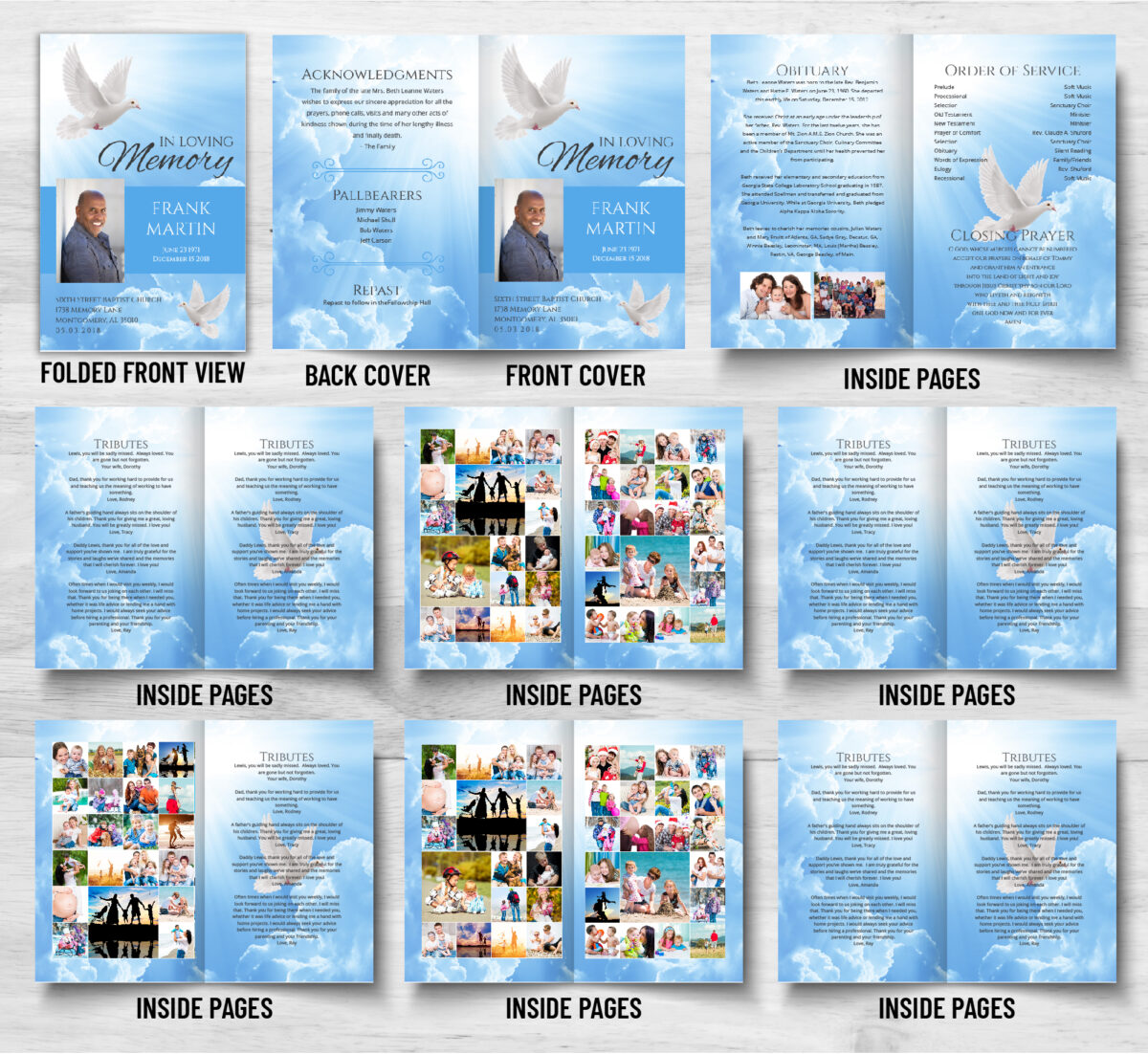 Dove Clouds Funeral Program