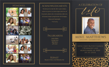 Black And Gold Trifold Funeral Program