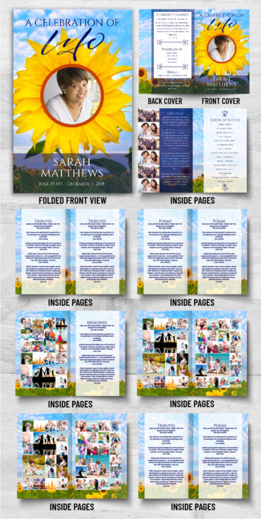 Sunflower Field Funeral Program