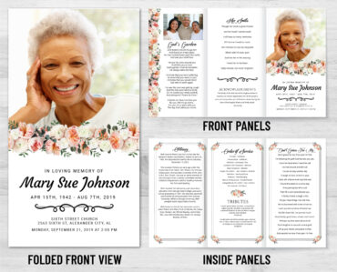 Roses Tri-Fold Memorial Funeral Program