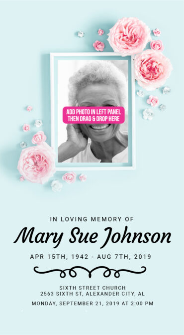 Pink Roses Tri-fold funeral memorial program