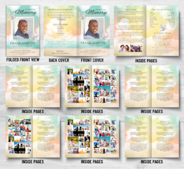 Christian Cross Clouds Funeral Program
