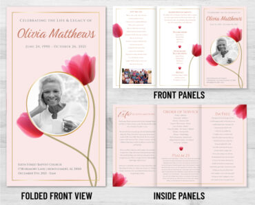 Tulip Trifold Funeral Memorial Program