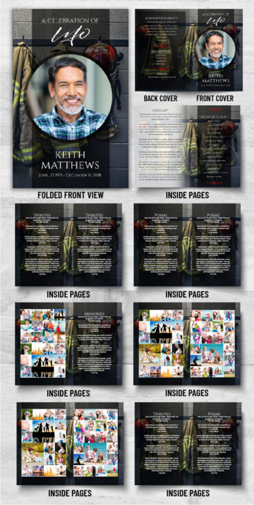 Fireman Fire Service Funeral Program