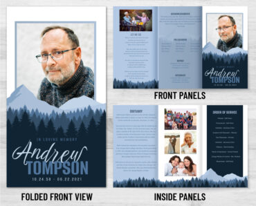 Mountain Tri-fold Funeral Memorial Program