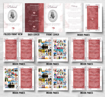Red Rose Funeral Memorial Program