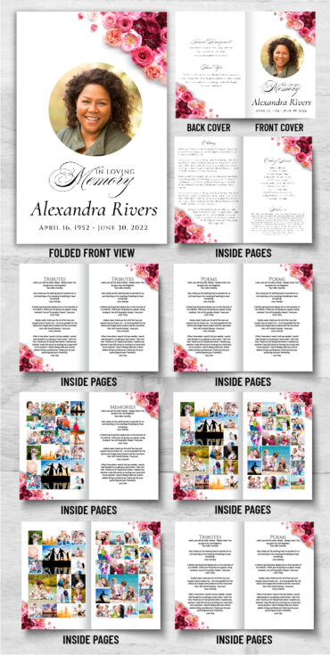 Roses Flower Funeral Program