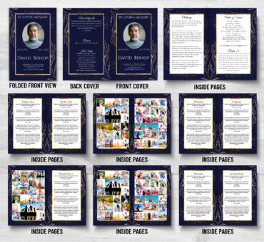Blue Gold Funeral Memorial Program