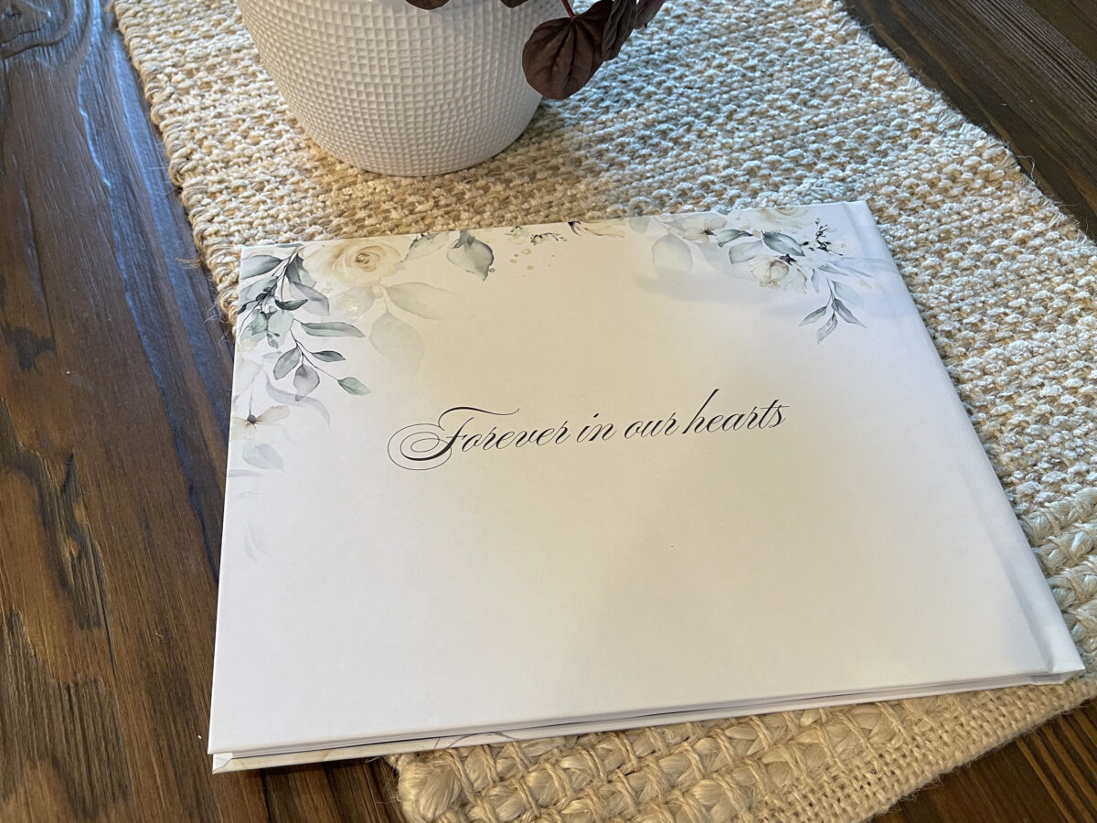 Floral Roses Funeral Memorial Guest Book