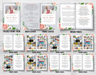 Floral Roses Funeral Memorial Program