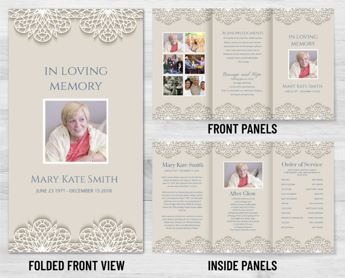 Trifold Funeral Program - 1078 - Memorial Prints - Memorial & Funeral ...